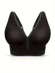 Seamless V Neck Sports Bra Breathable Medium Stretch