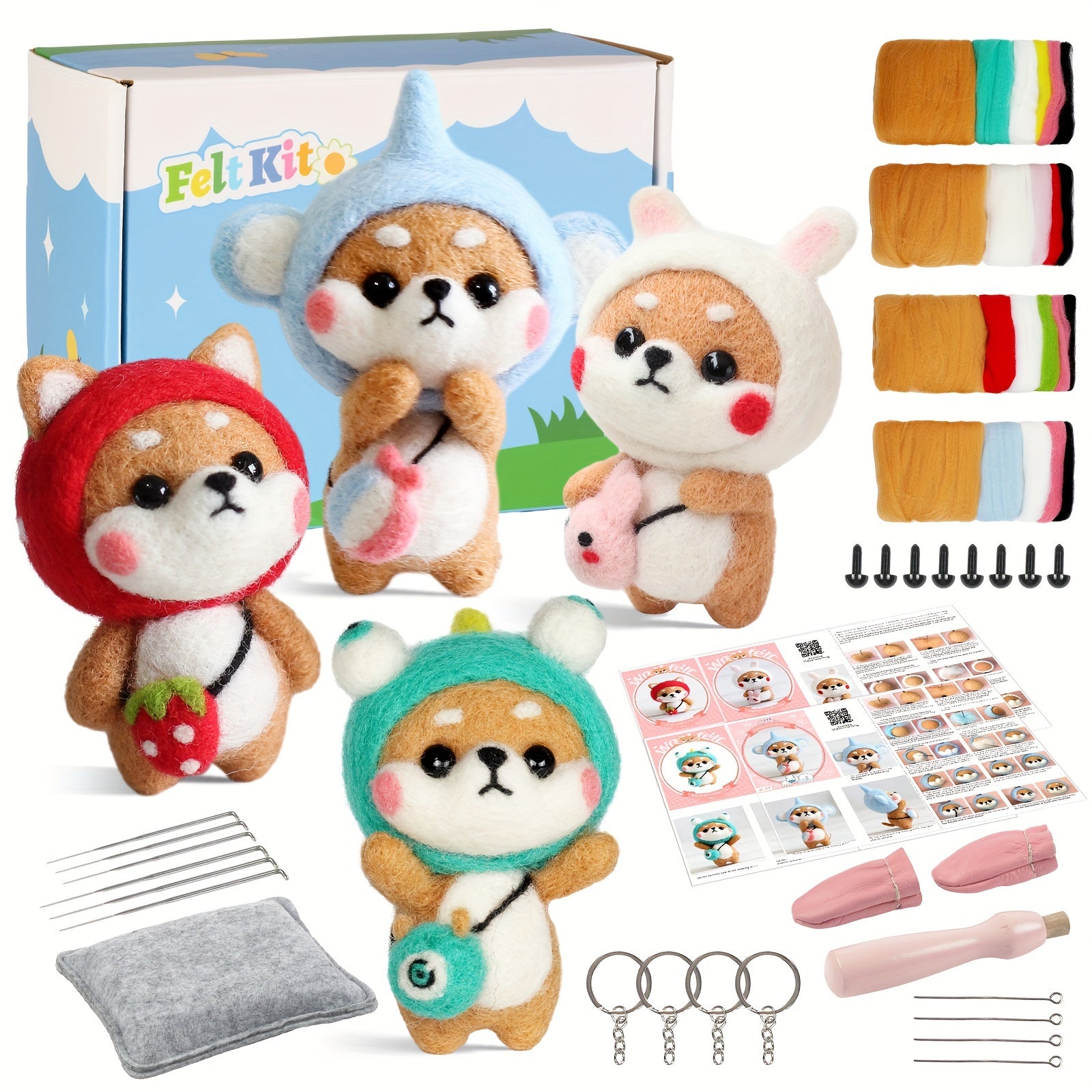 Needle Felting Kit - Shiba Dog - DIY Craft Pack