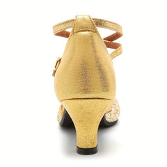 Sequin Latin Dance Shoes Low Heel Sandals