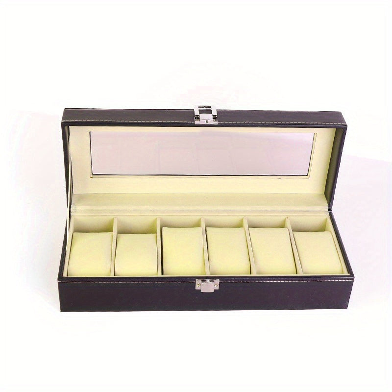PU Leather Watch Storage Box PVC Material Transparent Frame Box