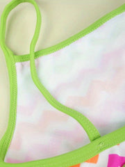 Girls Colorful Striped One Piece Swimsuit Sleeveless Swimwear