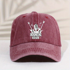 Casual Vintage ROCK CLUB Distressed Cap Sun Protection Comfortable Cap
