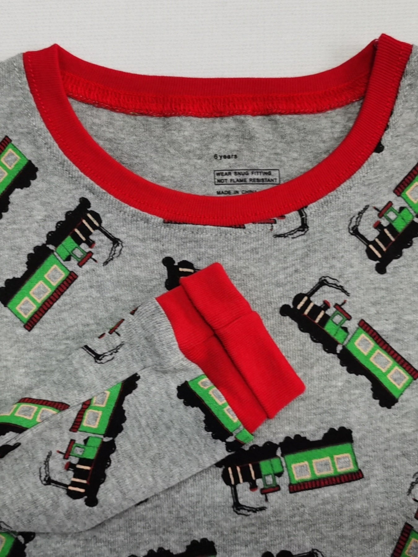 Boys Train Print Lounge Set, Long Sleeve Top & Elastic Waist Trousers