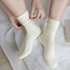 2 Pairs Solid Crew Socks Comfy & Breathable Women's Stockings