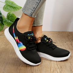 Women's Heart Pattern Sneakers Lace Up Outdoor Shoes