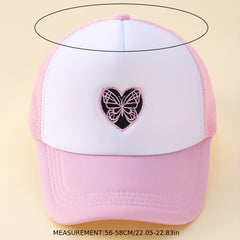 Butterfly Heart Embroidery Trucker Hat Cartoon Block Baseball Cap