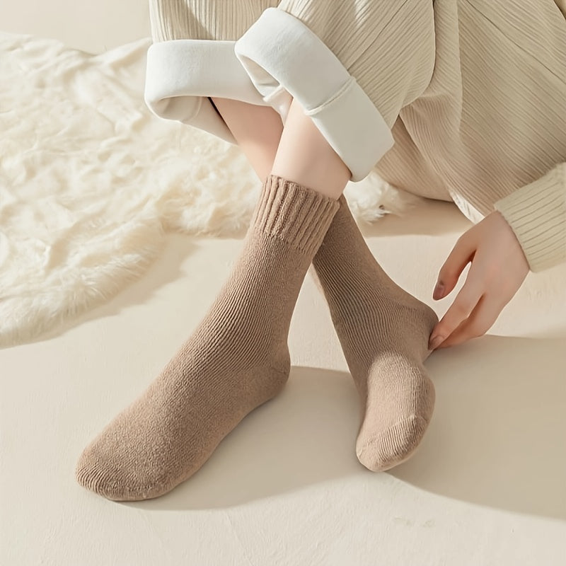 7 Pairs Warm Ribbed Mid Tube Socks for Women