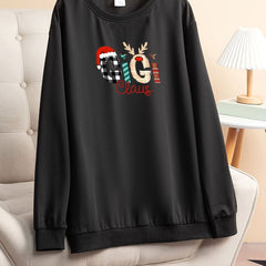 Christmas Lounge Top Women's Plus Christmas Letter Graphic