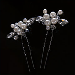 2PCS Bride Faux Pearl Hairpin Wedding Bride U Shaped Hairpin Hair Accessories