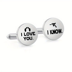 Stainless Steel I LOVE YOU & Man Cufflinks Stylish Men's Accessory