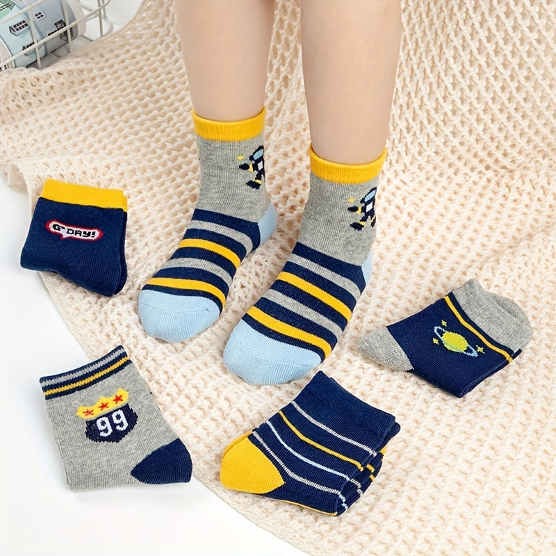 Boys Kids Casual Striped Socks Breathable Crew Socks