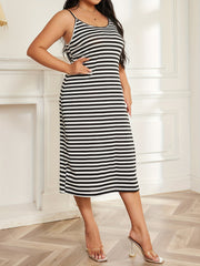 Stripe Print Midi Cami Dress