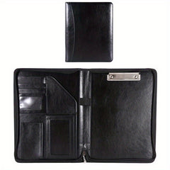 DIY Zipper PU Leather Business A4 Clipboard w/ Folder & Organizing Pockets