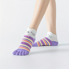 Cartoon Puppy Yoga Socks Non-slip Five Toe Dance Socks