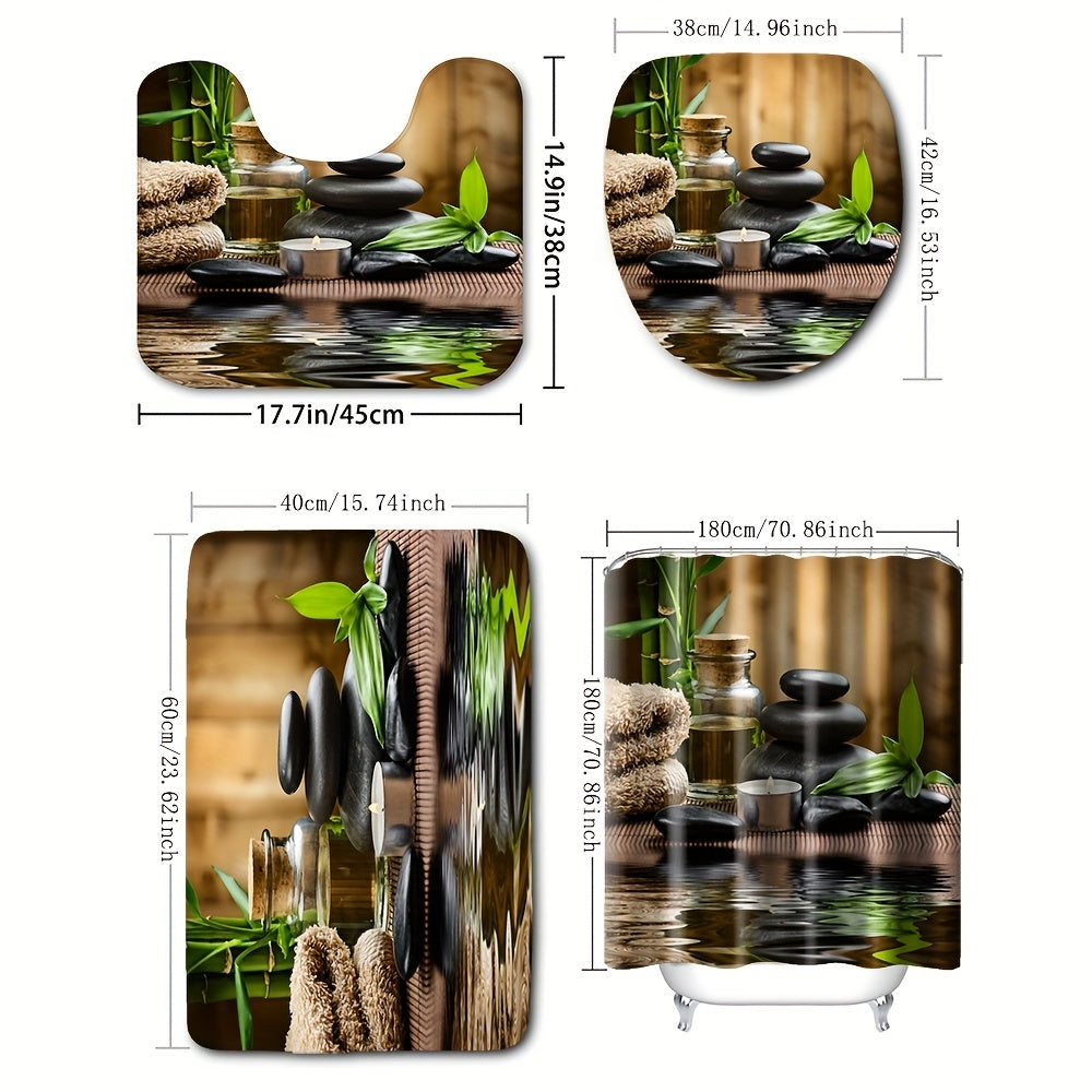Scented Candle Pattern Shower Curtain Waterproof Fabric Shower Curtain