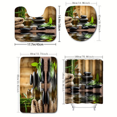 Scented Candle Pattern Shower Curtain Waterproof Fabric Shower Curtain