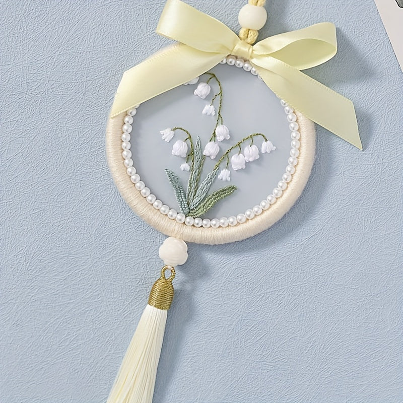 Embroidery DIY Pendant Kit - Flower Design
