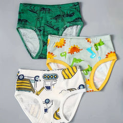 3pcs Boys Cartoon Print Cotton Briefs Underwear