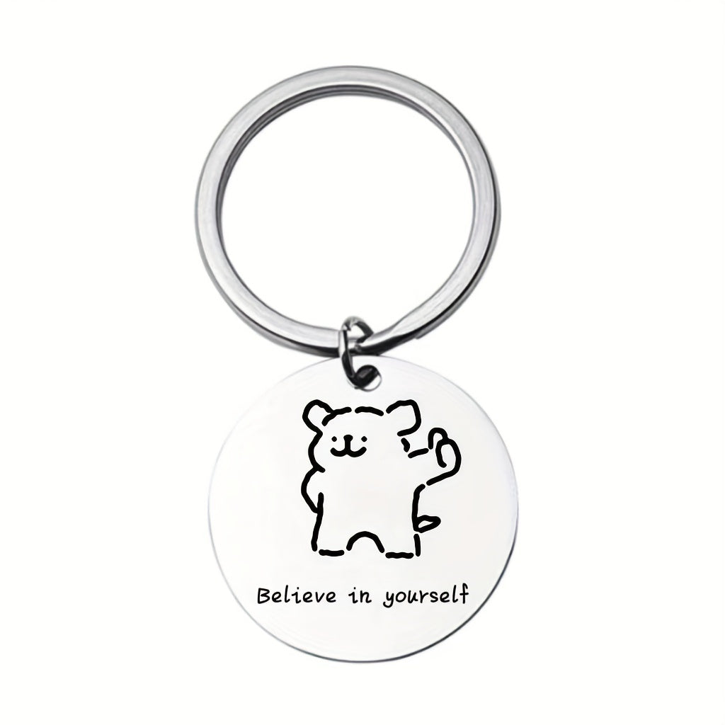 Line Puppy Stainless Steel Keychain For Boys