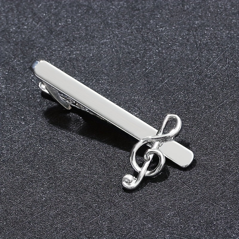 Men's Musical Note Tie Clip Silver Business Tie Decor