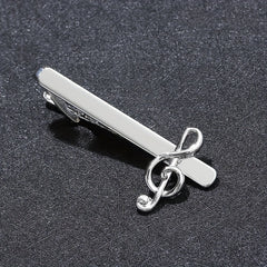 Men's Musical Note Tie Clip Silver Business Tie Decor