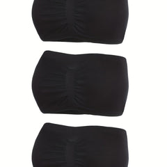 3pcs Strapless Bandeau Bras Soft Stretch Everyday Women's Lingerie