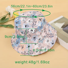 Mesh Flower Decor Bucket Hat Pink Printed Basin Hat For Women