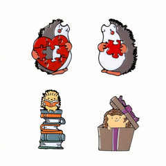 Hedgehog Reading Book Brooch - Animal Alloy Corsage