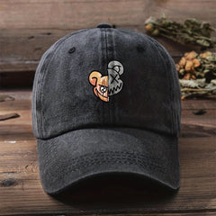 Skull Bear Print Baseball Cap Washed Distressed Vintage Cartoon Dad Hat Unisex