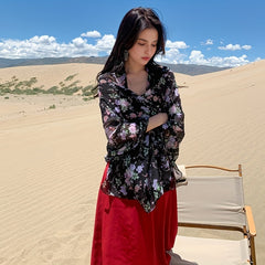 Floral Print Chiffon Shawl Scarf Wrap for Travel Beach