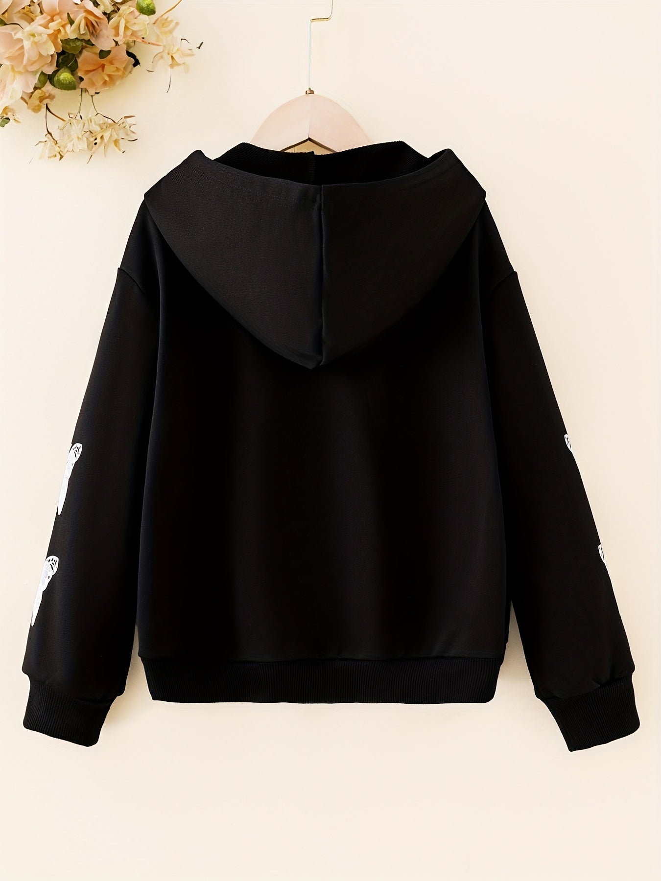 Teen Girl's Butterfly Print Zip Up Hoodie Sweatshirt