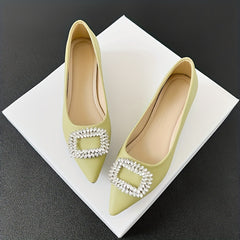 Women's Rhinestone Slip On Point Toe Heel Shoes