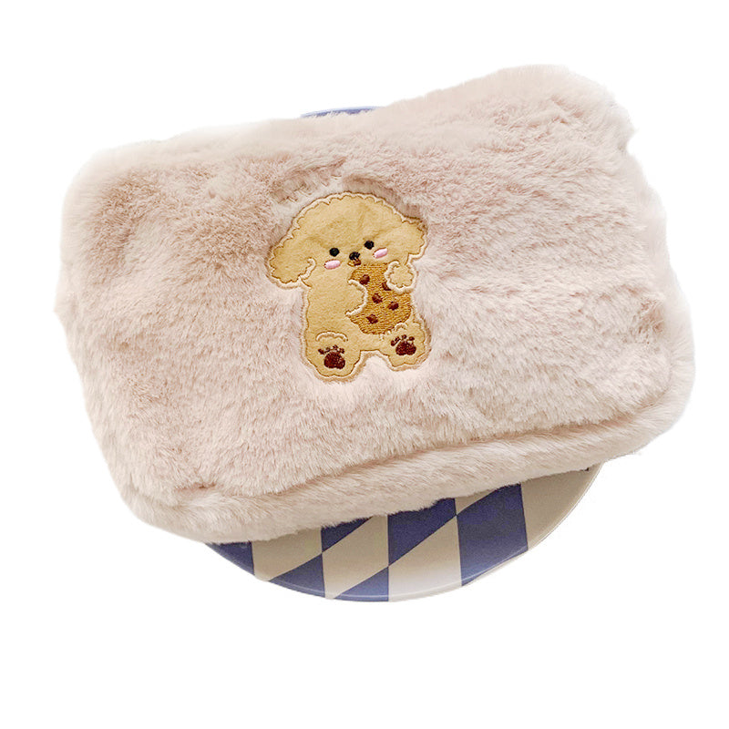 Animal Embroidered Makeup Bag Soft Pouch for Students and Travelers