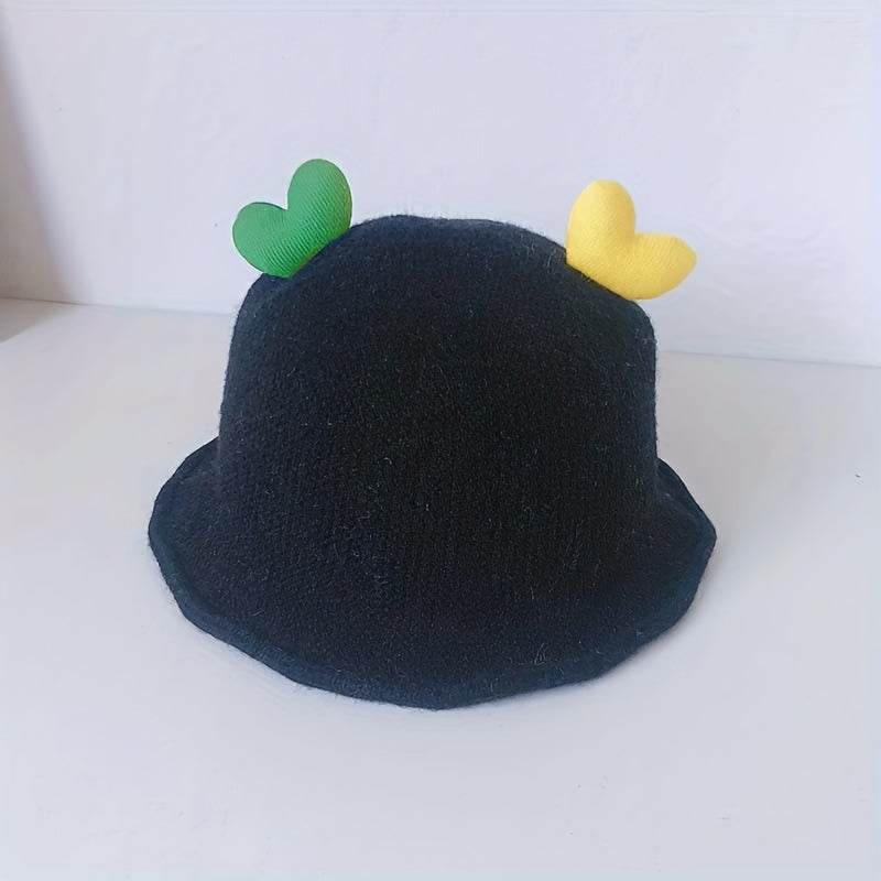 Kids Windproof Knit Beanie Hat With Love Shape Ears 0-3 Years