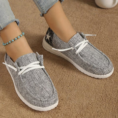 Women's Casual Canvas Shoes Star Pattern Low Top Slip On Sneakers