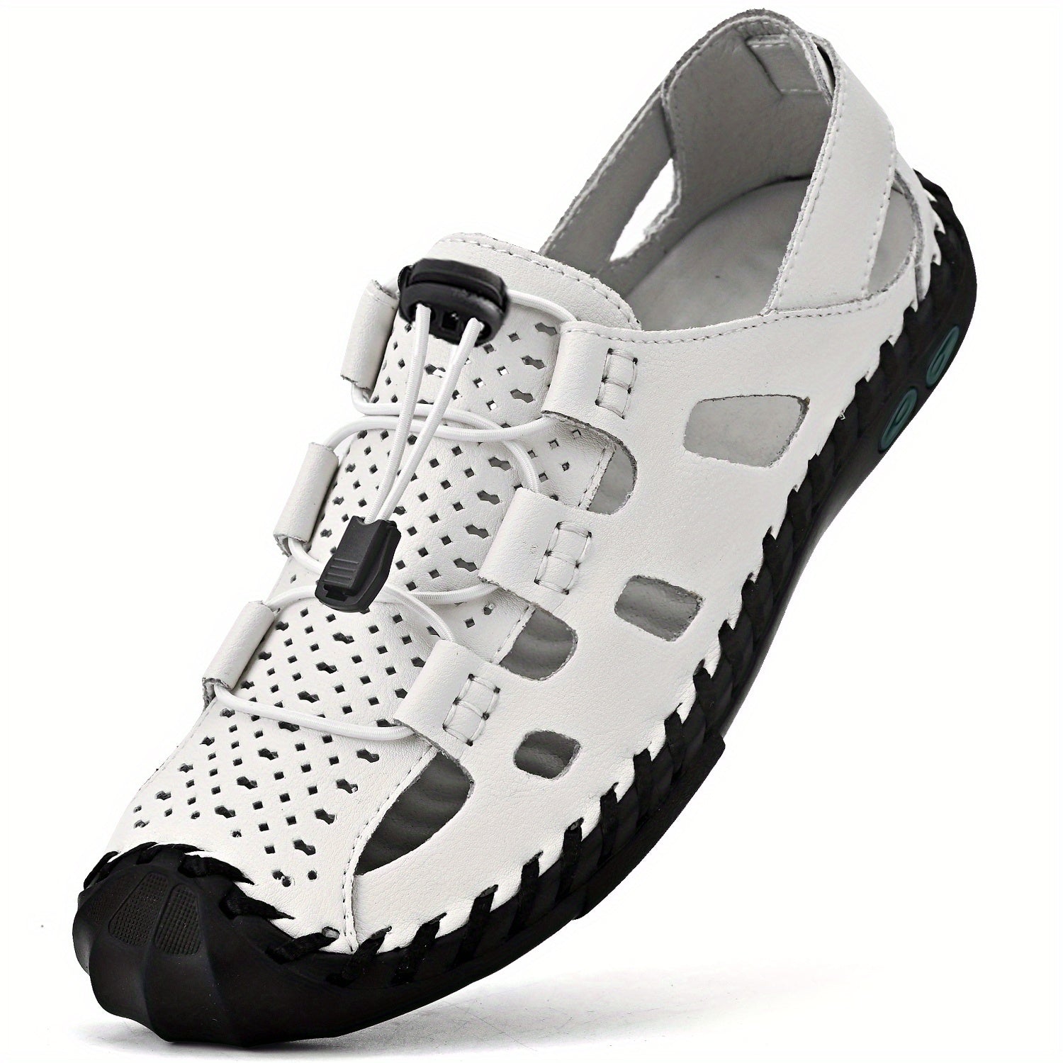 Men's Leather Closed Toe Sandals Summer Breathable Shoes