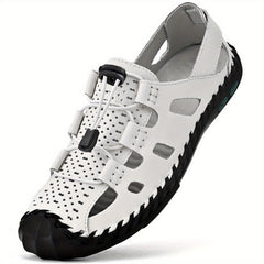Men's Leather Closed Toe Sandals Summer Breathable Shoes