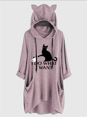 Women's Cartoon Graphic 3D Ears Hoodie