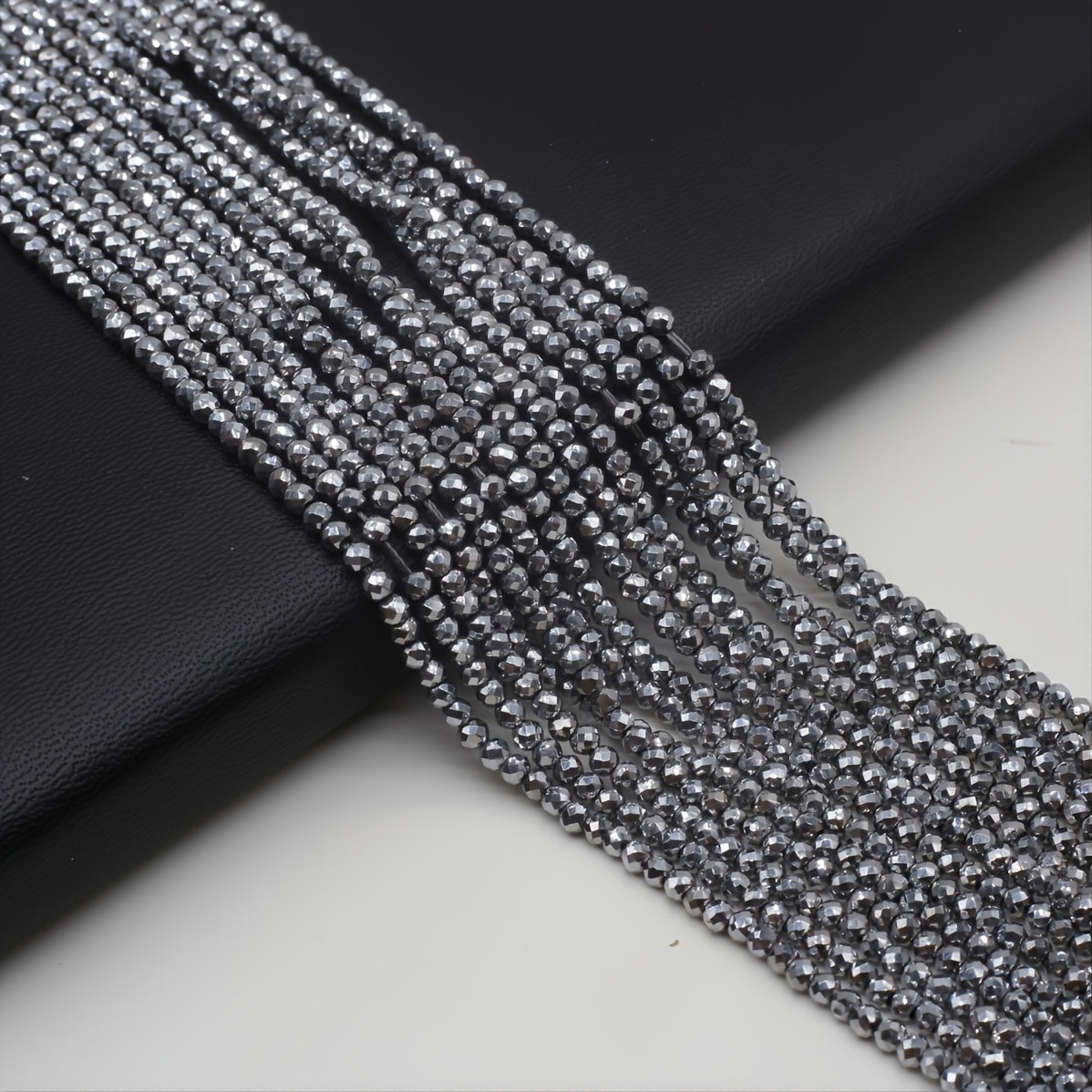 15'' Gray Spinel Plated Faceted Small Beads for Beading