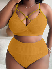 Ribbed Criss Cross Tankini Set