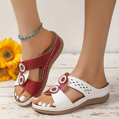 Women's Block Wedge Slides Open Toe Casual Slides