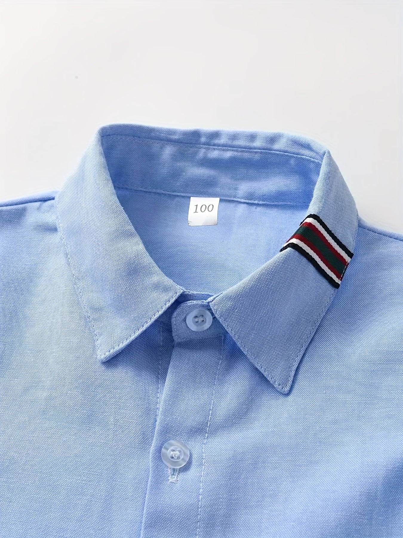 Boys Solid Long Sleeve Button Down Lapel Shirt