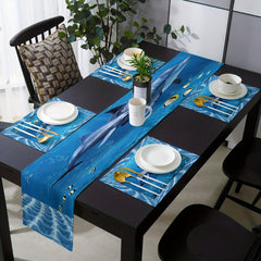 Dolphin Underwater World Linen Table Runner 13x72 Inch