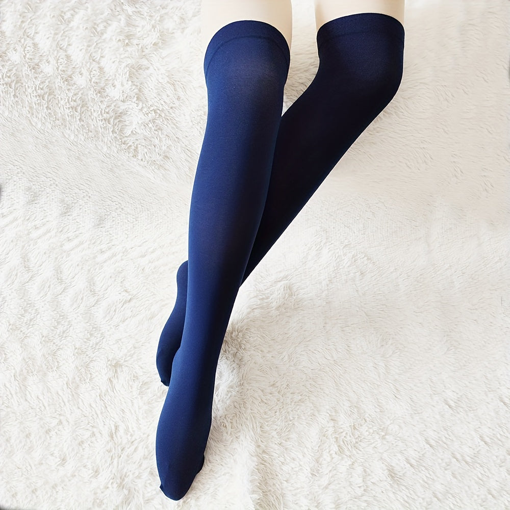3 Pairs Solid Thigh High Socks for Women