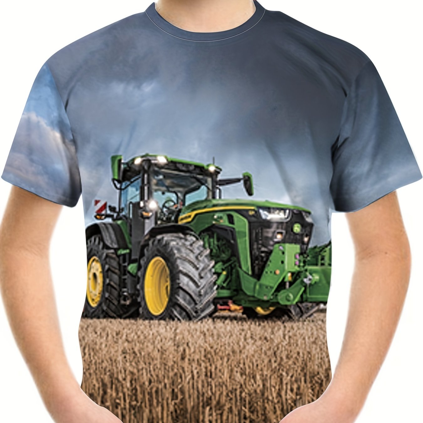 Youth Car Tractor 3D Print T Shirt Hip Hop Street Wear Tee