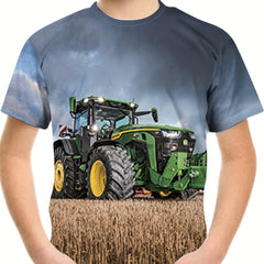 Youth Car Tractor 3D Print T Shirt Hip Hop Street Wear Tee