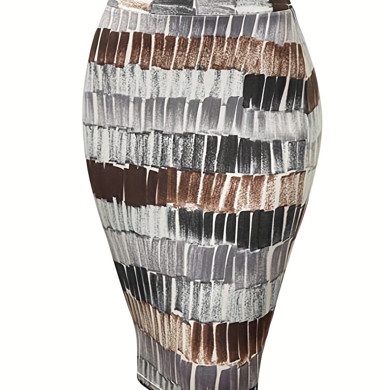 Ethnic Style Bodycon Midi Skirt - High Rise Allover Print