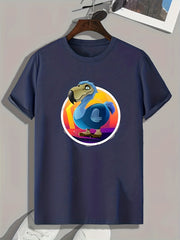Cartoon Print Men's Graphic Tee for Summer