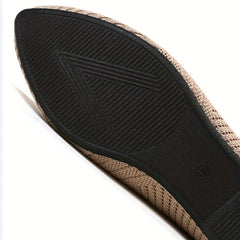 Women's Slip On Woven Flat Shoes Round Toe Breathable Casual Outdoor Shoes