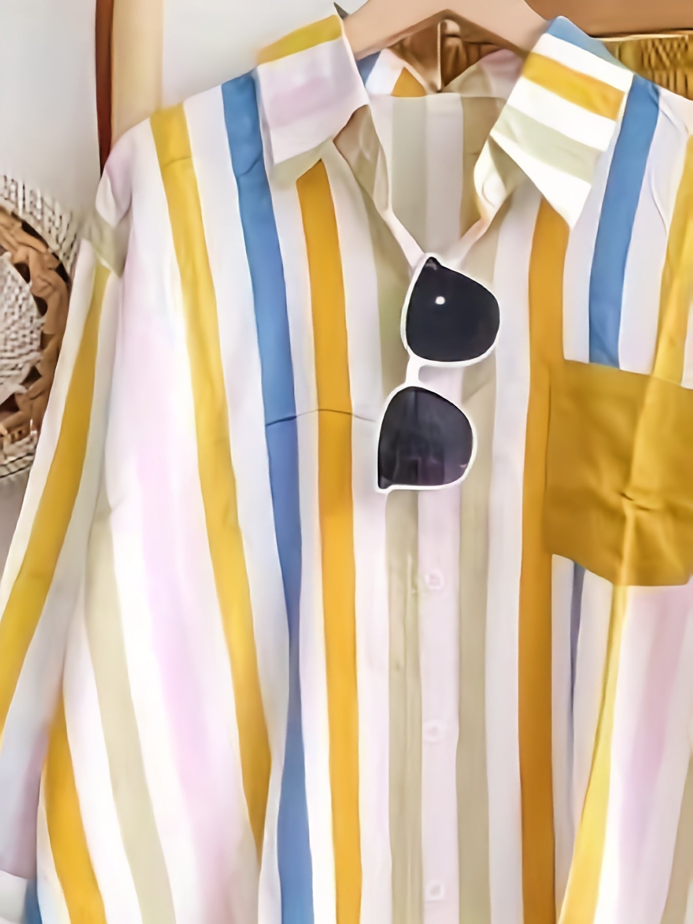 Stripe Print Shirt & Pants Outfit Set